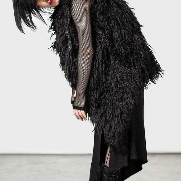 Zara - Women's Black Faux Fur Vest - Picture 2 of 6